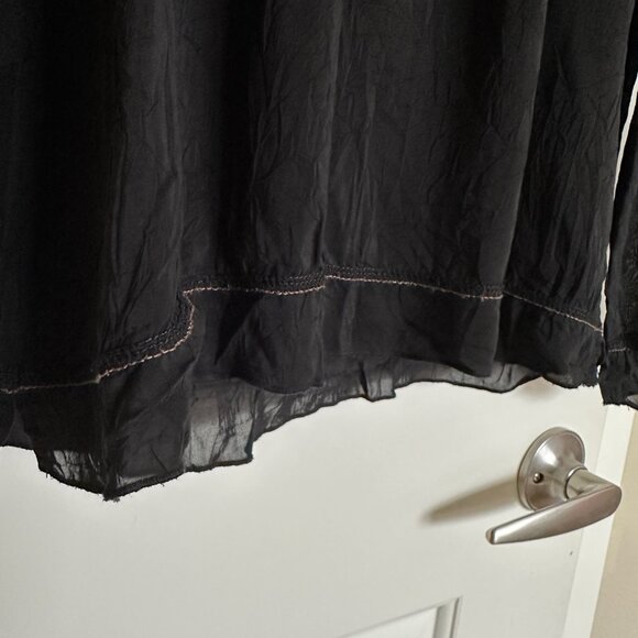 J. JILL Black Sheer Long Sleeve Peasant Top Size M - Picture 4 of 11